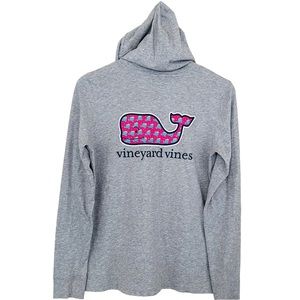 Vineyard Vines Christmas Tree Winter Scene Lightweight Hooded Long Sleeve Tee Sm
